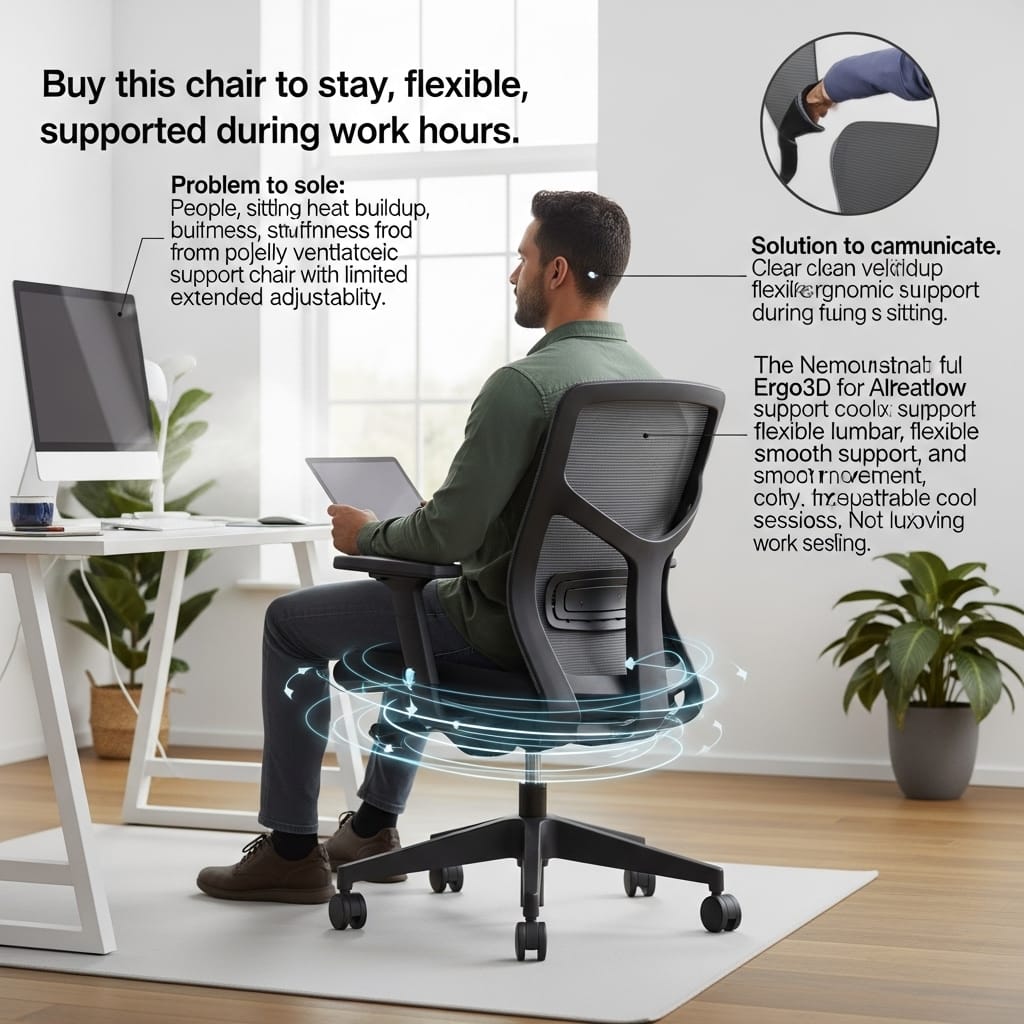 Best Ergonomic Office Chairs in 2026: Say Goodbye to Back Pain 14 Nouhaus Ergo3D ergonomic office chair with full mesh design for airflow and comfort during long sitting hours